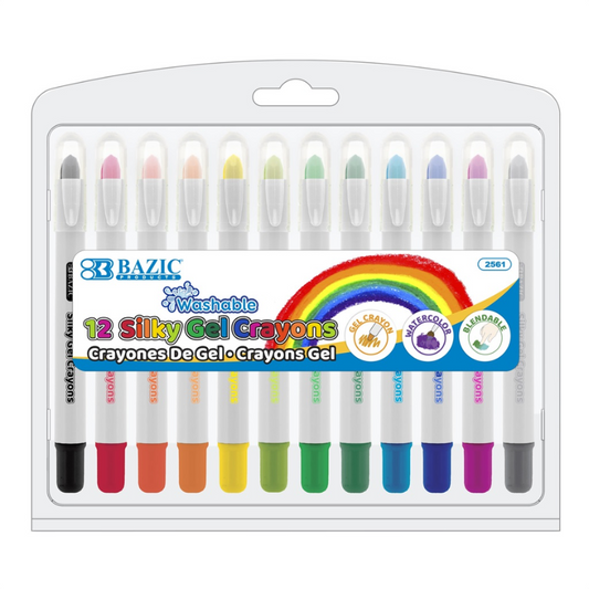 BAZIC Silky Gel Crayons (12/Pack)