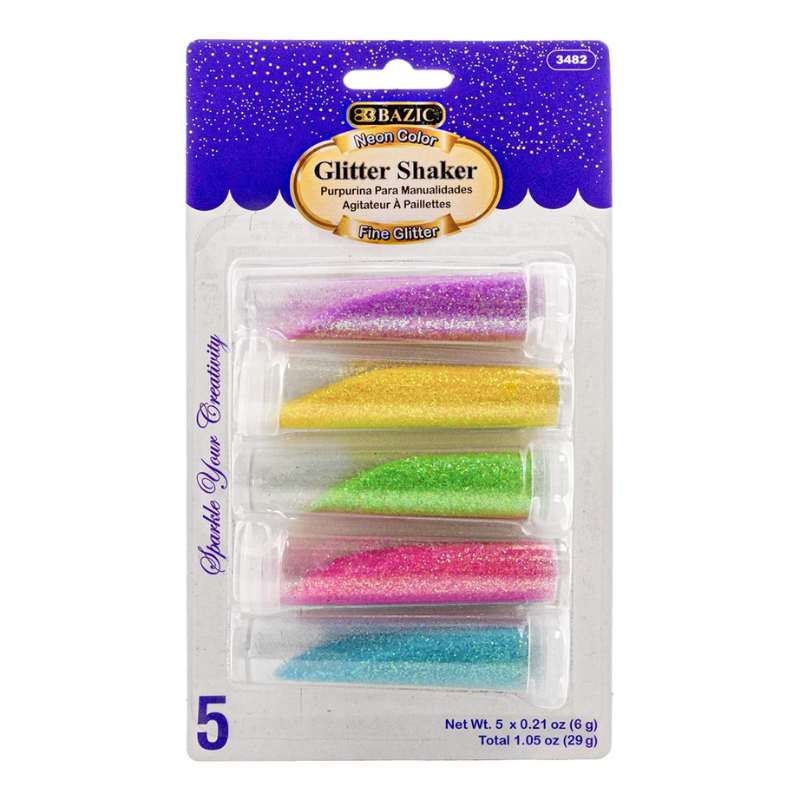 BAZIC 6g / 0.21oz Neon Glitter Shaker (5/Pack)